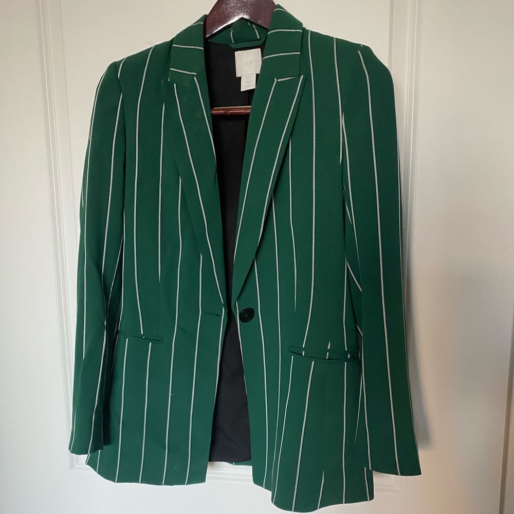 H&M Beautiful Striped Green&White Blazer